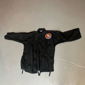 Black Martial Arts Jacket with Embroidered Dragon Patch